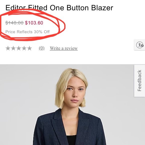 Express Editor Denim-Look Tailored Blazer NWT Medium Chic Polished Style $148 - Picture 10 of 10